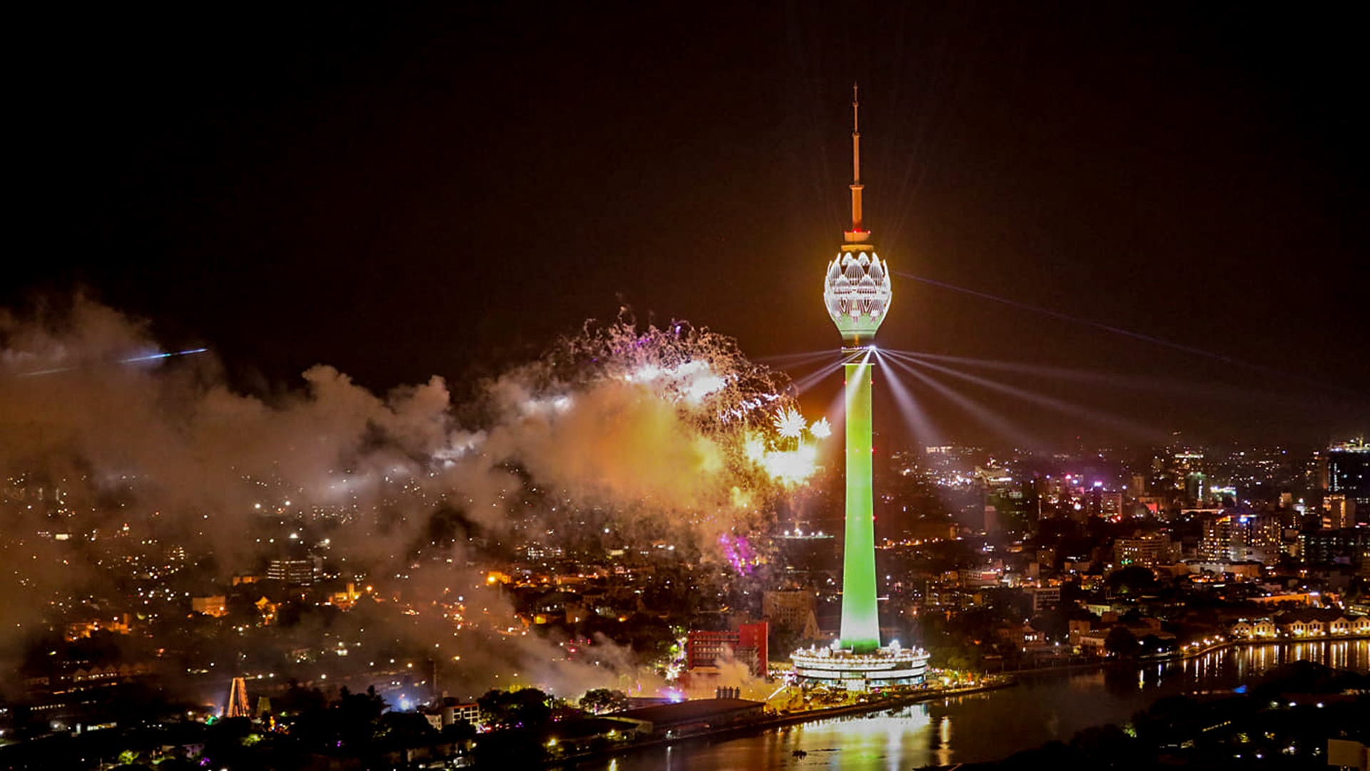 Lotus tower firework show