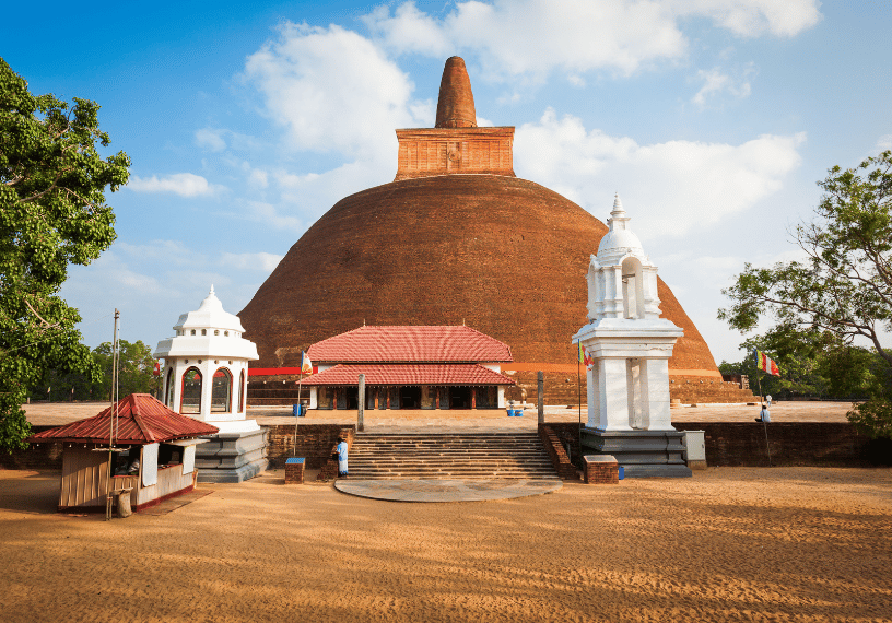 Ruwanwelisaya white stupa at the sacred city of Anuradhapura, Sri Lanka