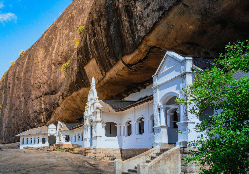 Golden Buddha statues inside the Dambulla Cave Temple, Sri Lanka