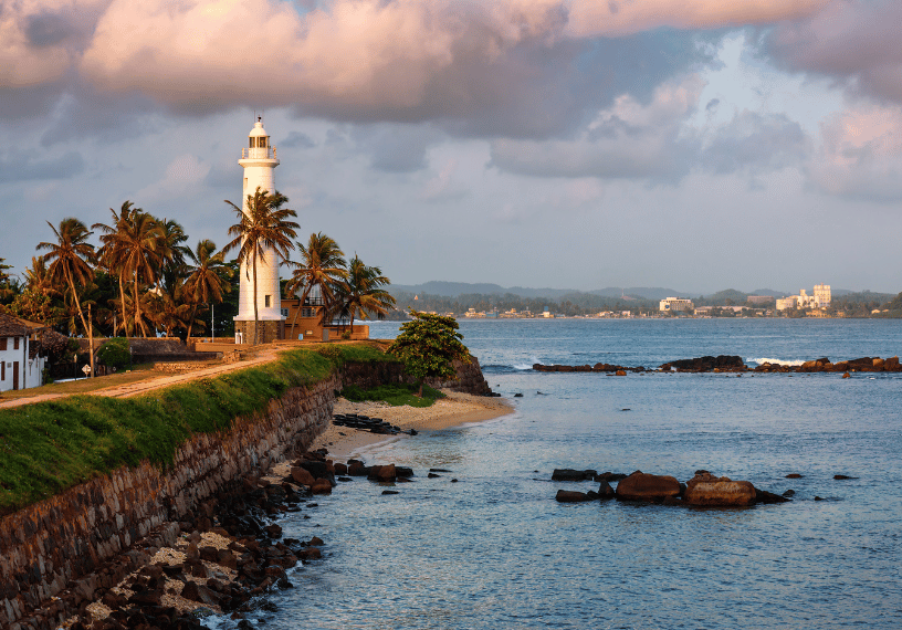 Galle Fort lighthouse on the ramparts, an optional stop en route to the airport