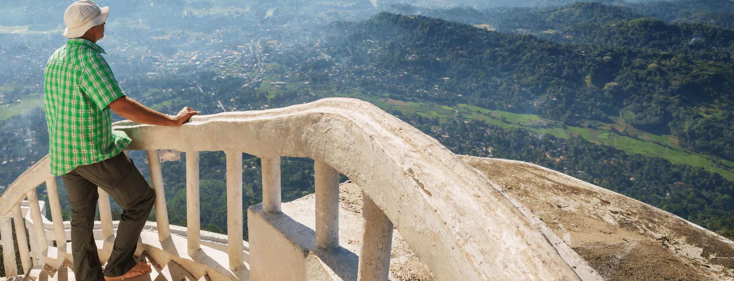 Ambuluwawa Tower rising above the hills near Kandy, Sri Lanka