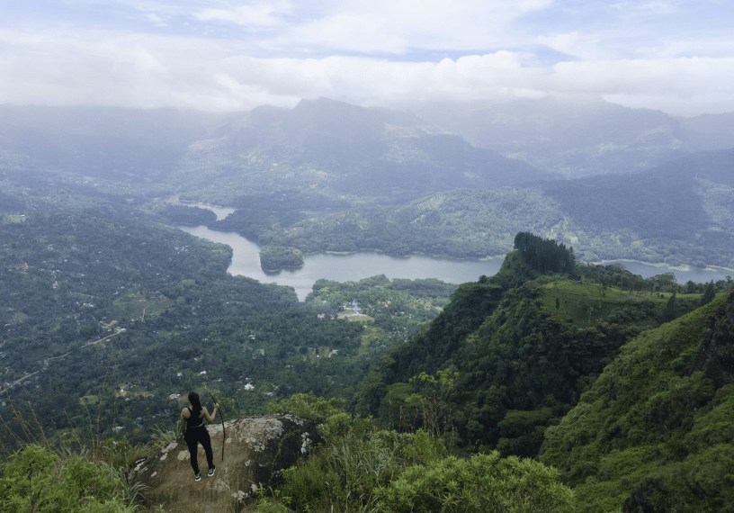Ridge walk at Peacock Hill with valley views, Sri Lanka